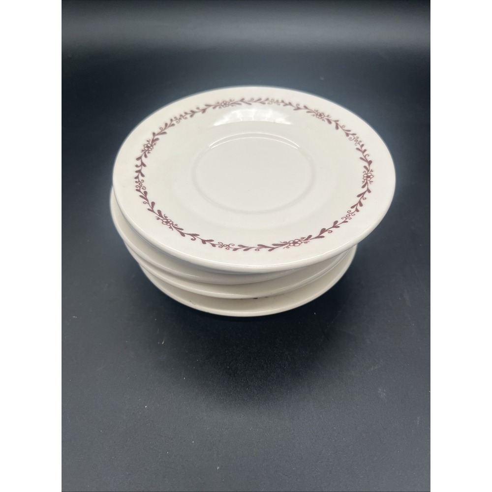 Vtg Oxford Brazil 4850-1 Bread Plates Saucers Brown Floral Filigree Set of 8